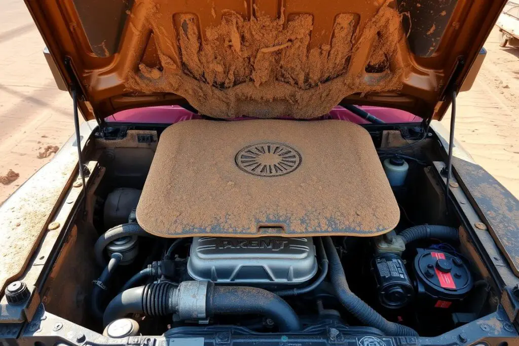 Engine cover protecting against dust and debris in off-road conditions