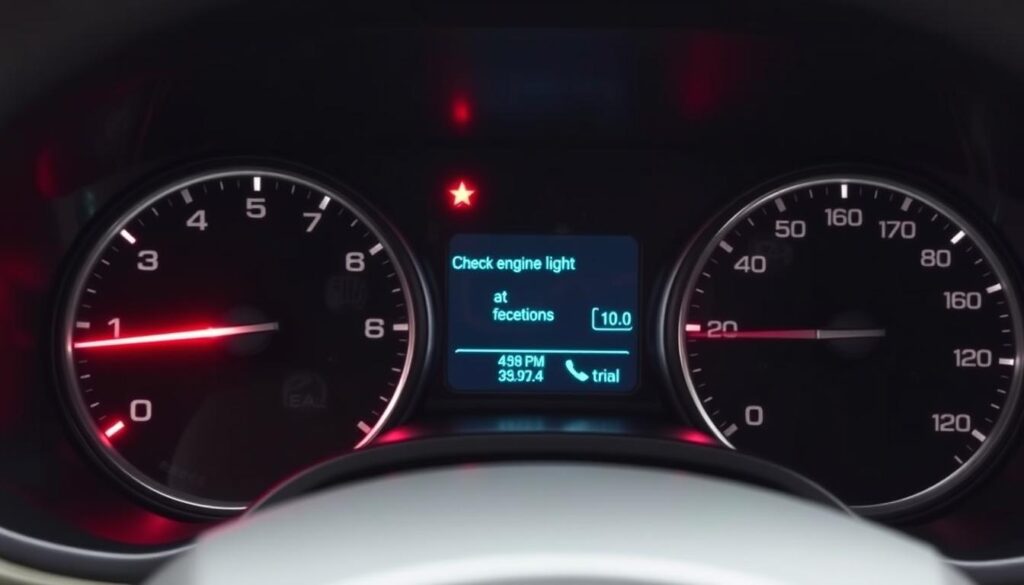 Engine warning light on Jeep Grand Cherokee dashboard indicating fuel-related issues