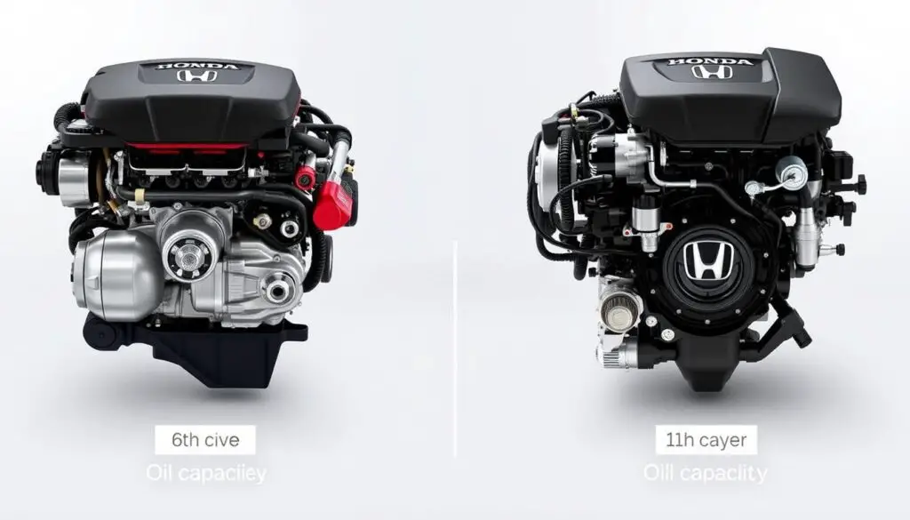 Evolution of Honda Civic engines across generations showing different oil requirements