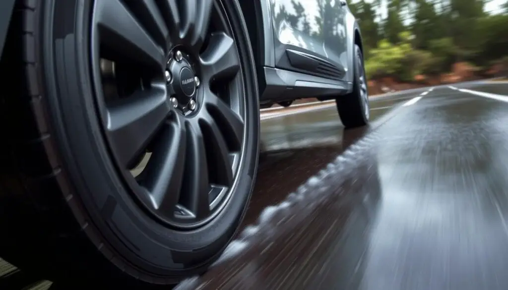Falken Sincera SN250 A/S tire performing on wet road surface Falken Sincera SN250 A/S tire performing on wet road surface