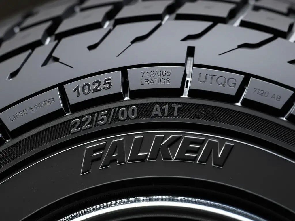 Falken Sincera SN250 A/S tire sidewall showing size and specification markings Falken Sincera SN250 A/S tire sidewall showing size and specification markings