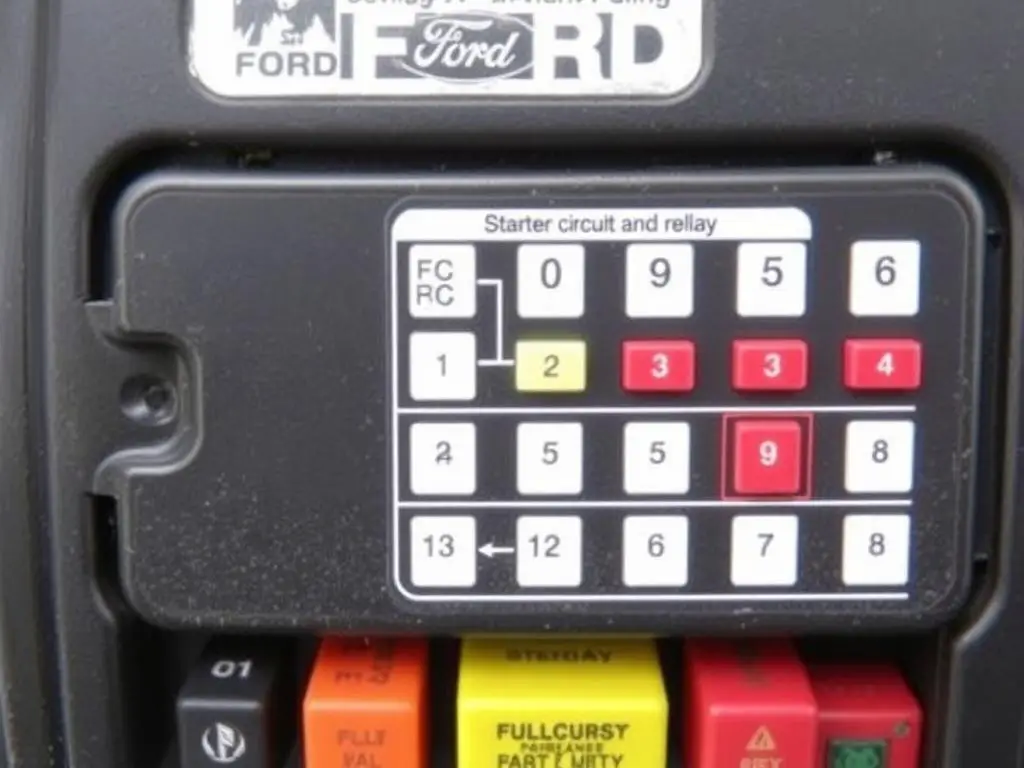 Ford fuse box diagram with starter circuit highlighted