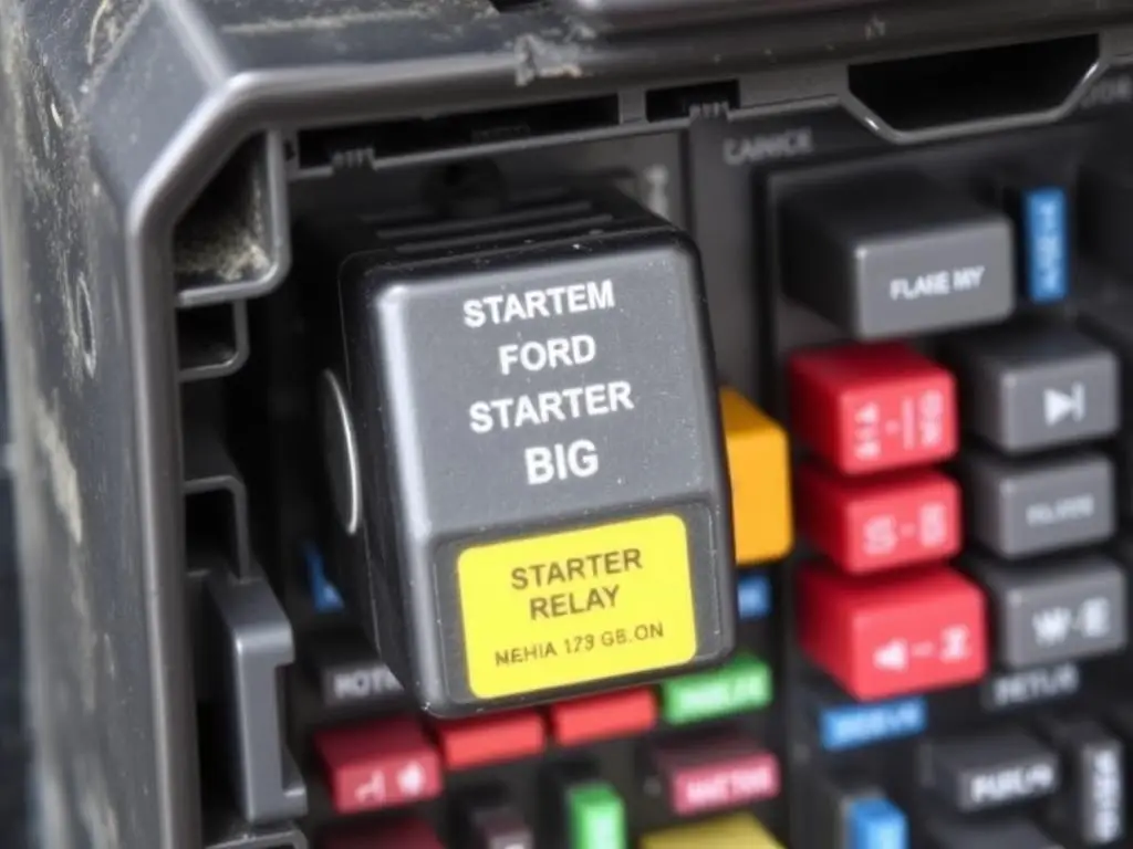Ford fuse box with starter relay highlighted