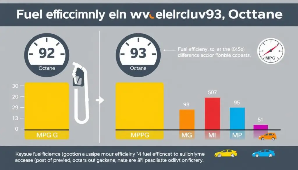 Fuel efficiency comparison chart showing mileage differences between 92 and 93 octane gas