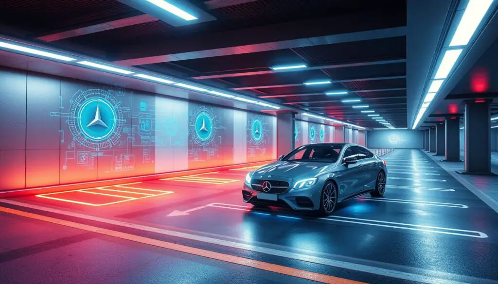 Future Mercedes parking technology concept visualization Future Mercedes parking technology concept visualization