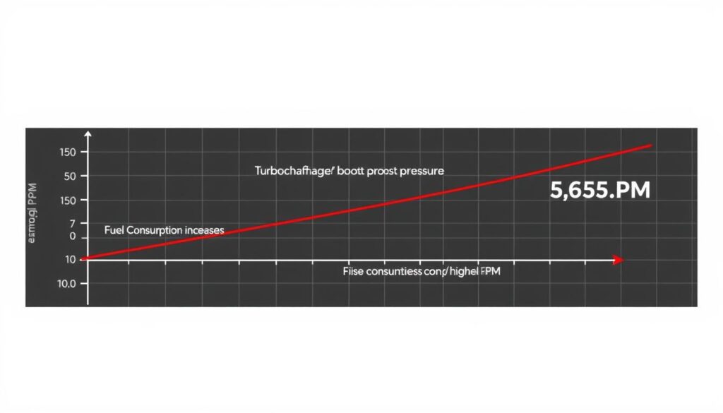 Graph showing relationship between engine RPM, turbocharger boost pressure, and fuel consumption Graph showing relationship between engine RPM, turbocharger boost pressure, and fuel consumption
