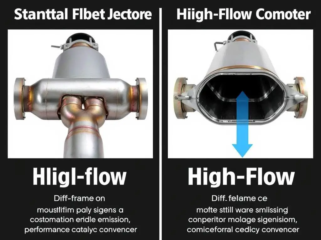 High-flow catalytic converter compared to standard converter