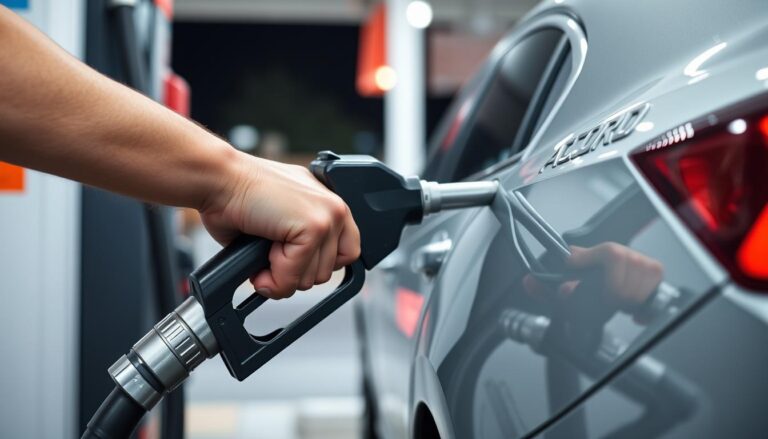 Honda Accord at gas station with regular unleaded fuel pump