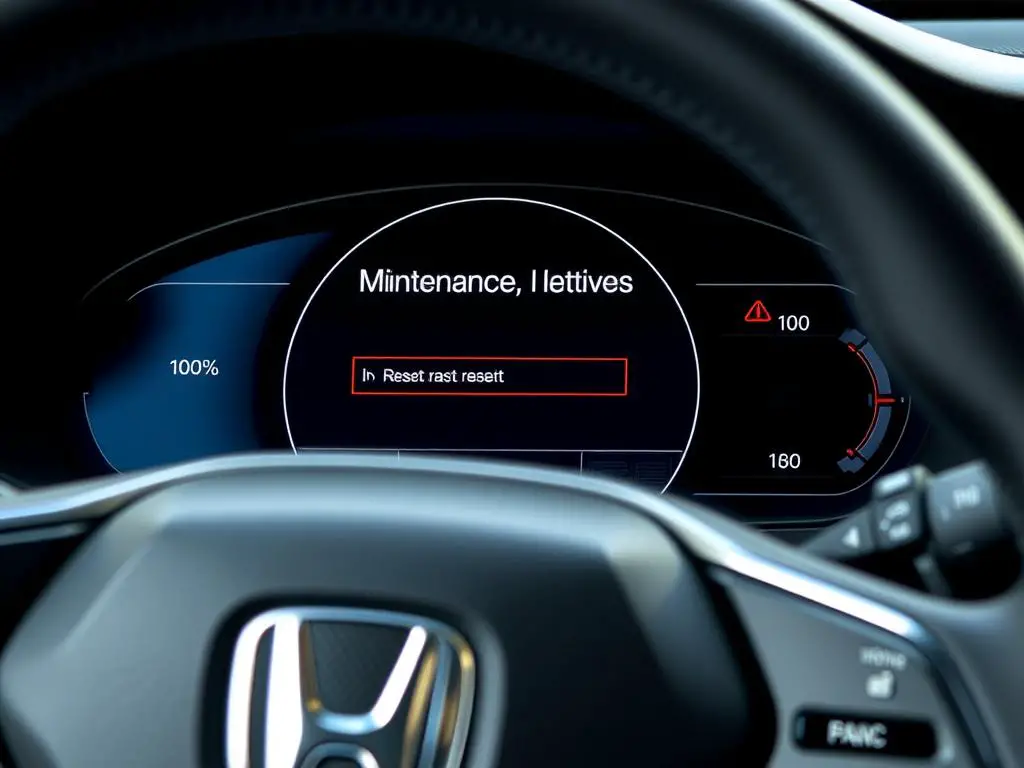 Honda Accord dashboard with maintenance reset menu highlighted