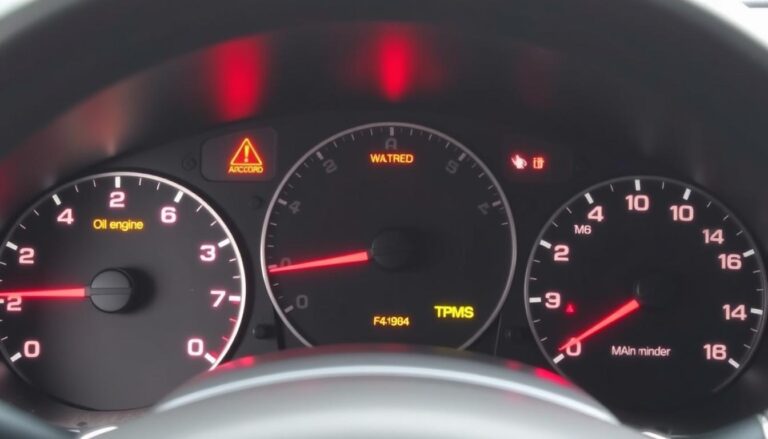 Honda Accord dashboard with various warning lights illuminated showing the reset Honda Accord warning lights process