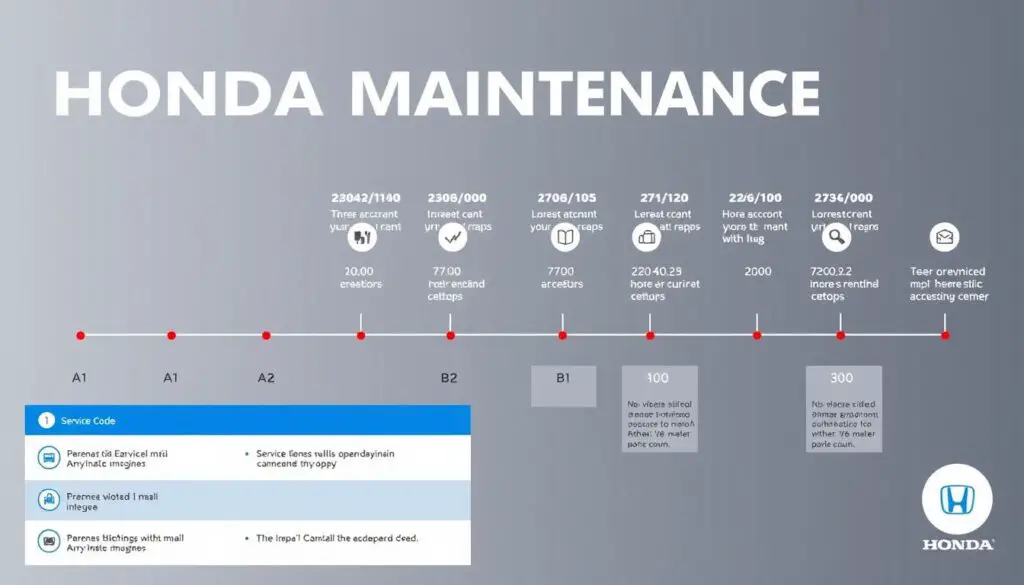 Honda Accord maintenance schedule timeline showing various service codes