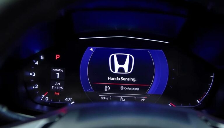 Honda Sensing dashboard display showing active safety features