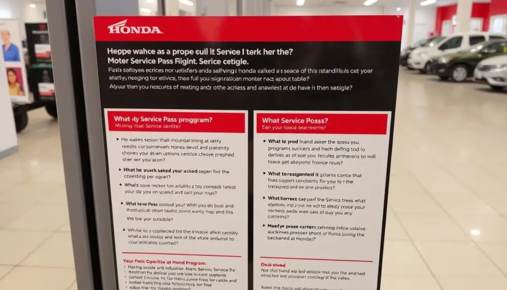 Honda Service Pass FAQ information display at dealership