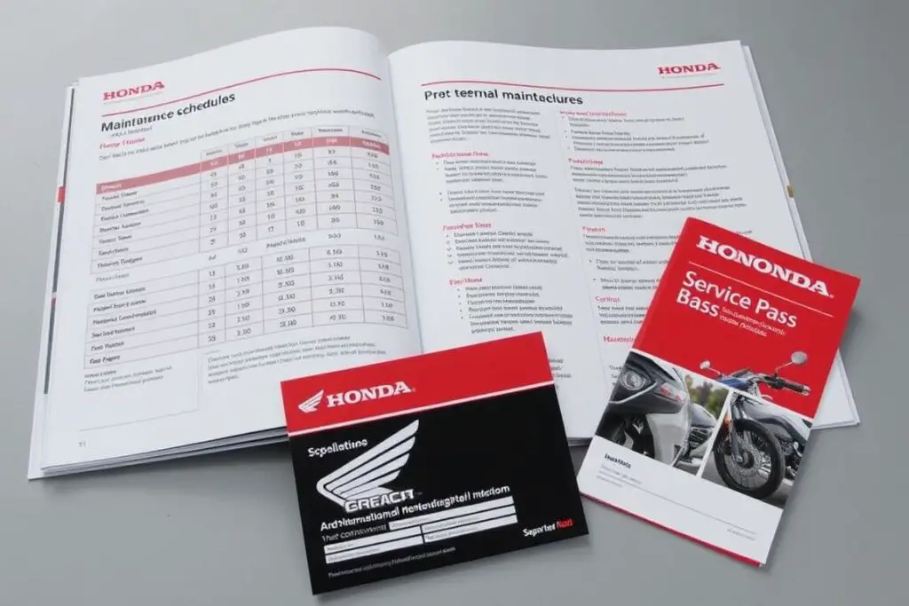 Honda maintenance schedule booklet with Service Pass information