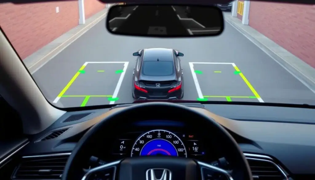 Honda vehicle using parallel parking assist feature Honda vehicle using parallel parking assist feature