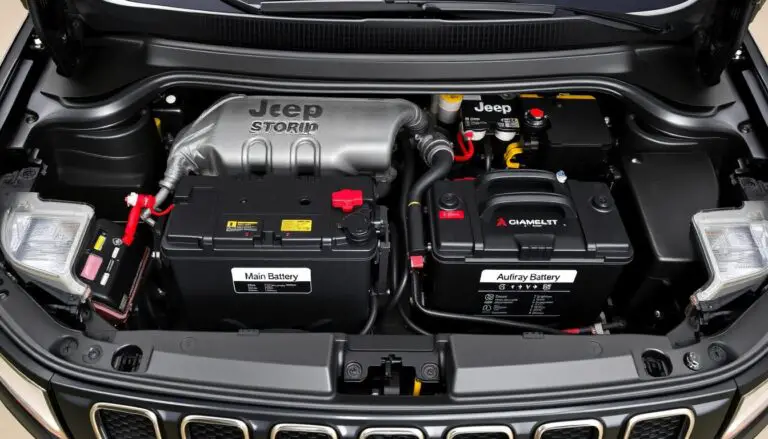 Jeep Compass dual battery system showing main and auxiliary batteries