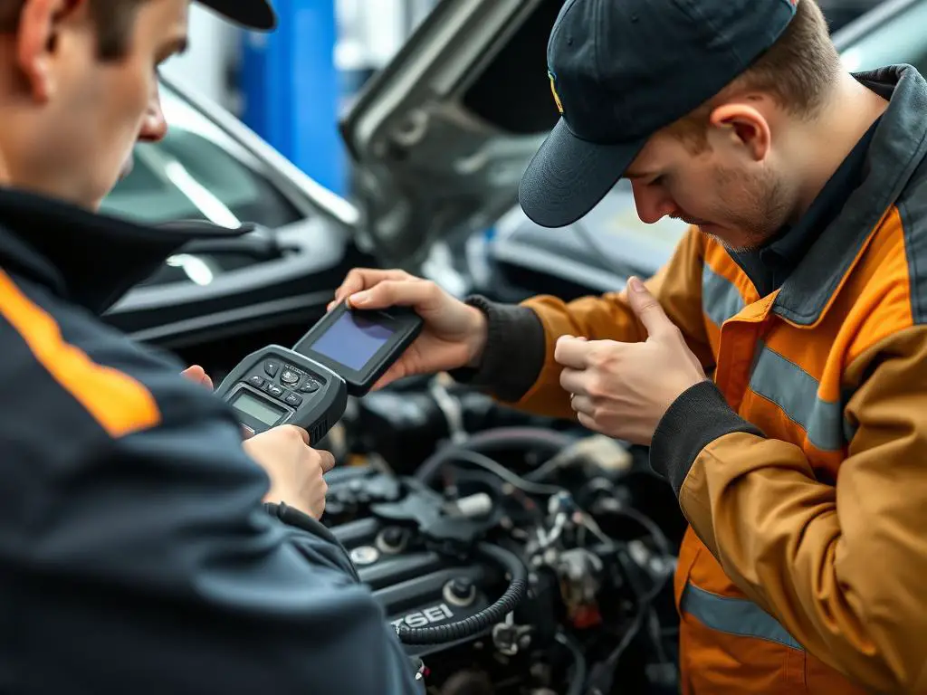 Mechanic using diagnostic equipment to properly troubleshoot O2 sensor issues
