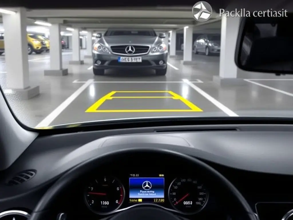 Mercedes Parking Assistance Package preventing collision with obstacle Mercedes Parking Assistance Package preventing collision with obstacle