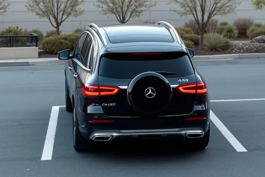 Mercedes performing perpendicular parking with Parking Assistance Package Mercedes performing perpendicular parking with Parking Assistance Package