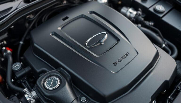 Modern engine cover on a vehicle engine bay