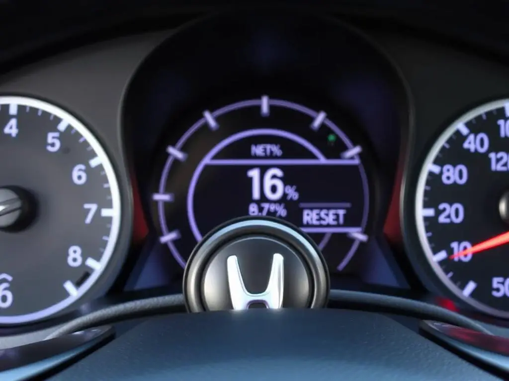 Older Honda Accord dashboard with maintenance reset process