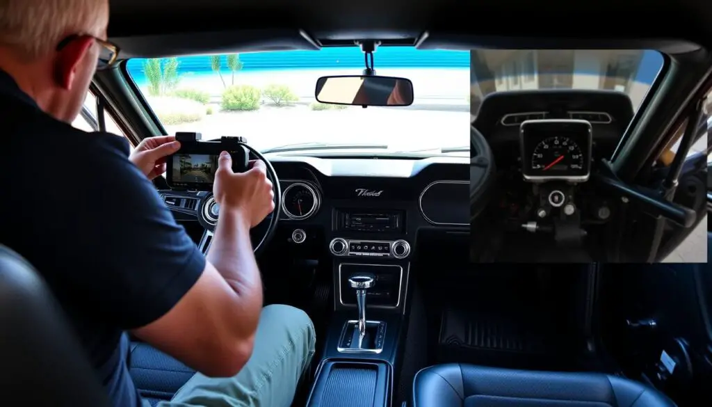 Owner photographing their Ford Mustang in preparation for a Bring a Trailer listing