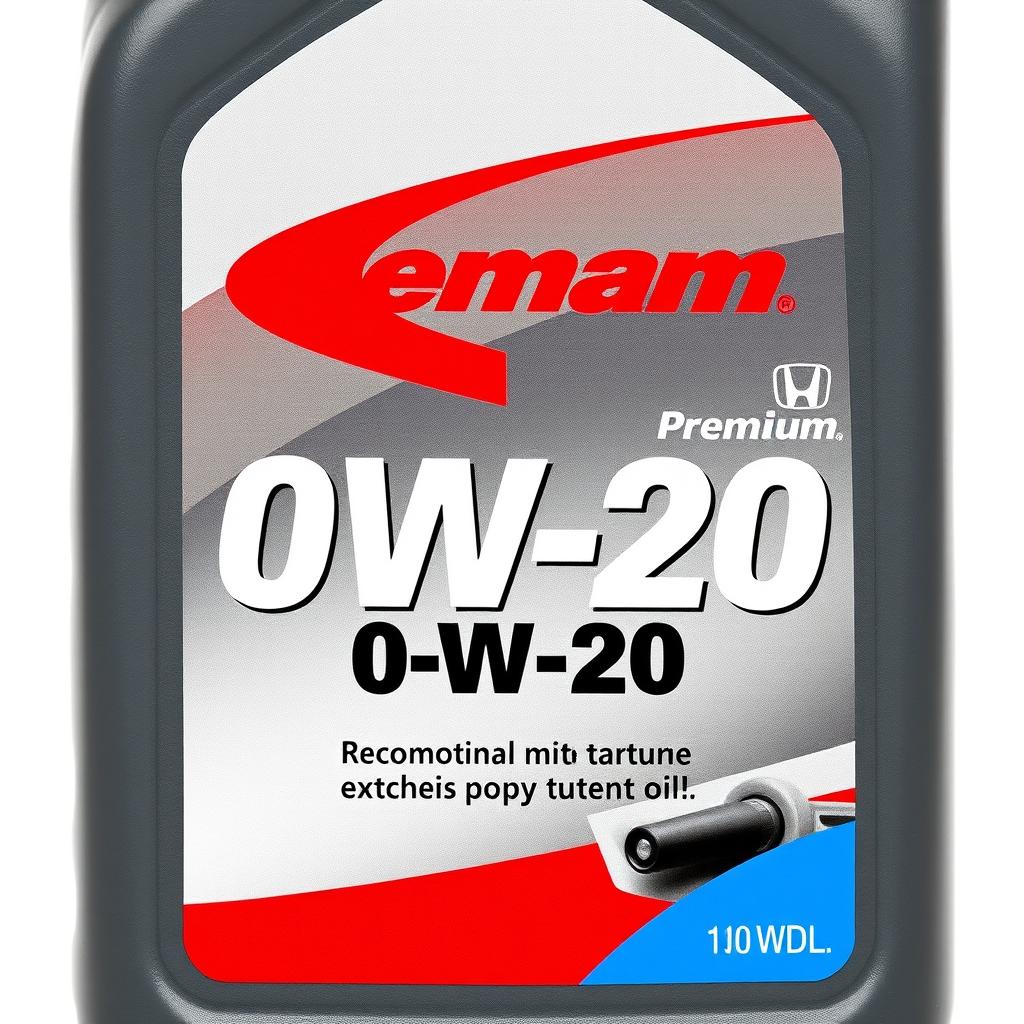 Premium 0W-20 synthetic oil recommended for Honda Civic engines