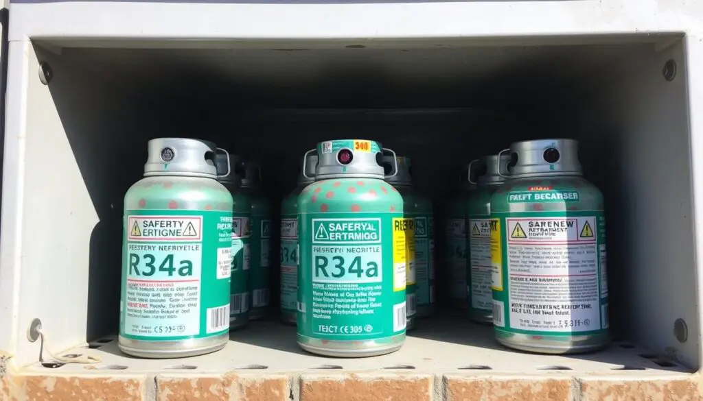 Proper storage of R134a refrigerant cans