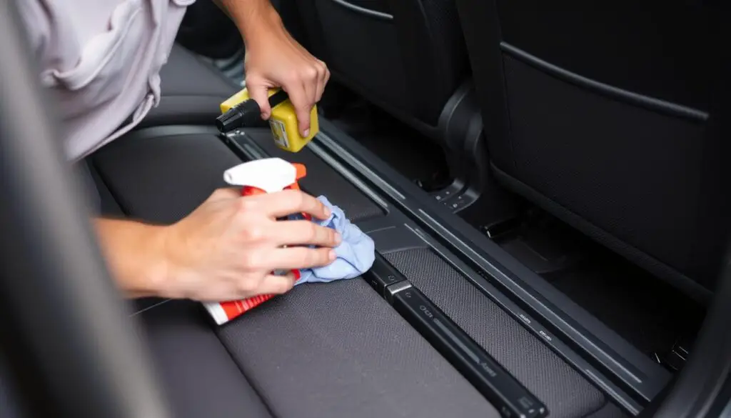 Regular maintenance of car seat rails to prevent seat from getting stuck and not moving back
