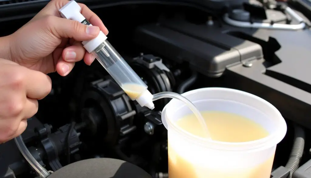 Removing transmission fluid through dipstick tube with a pump Removing transmission fluid through dipstick tube with a pump
