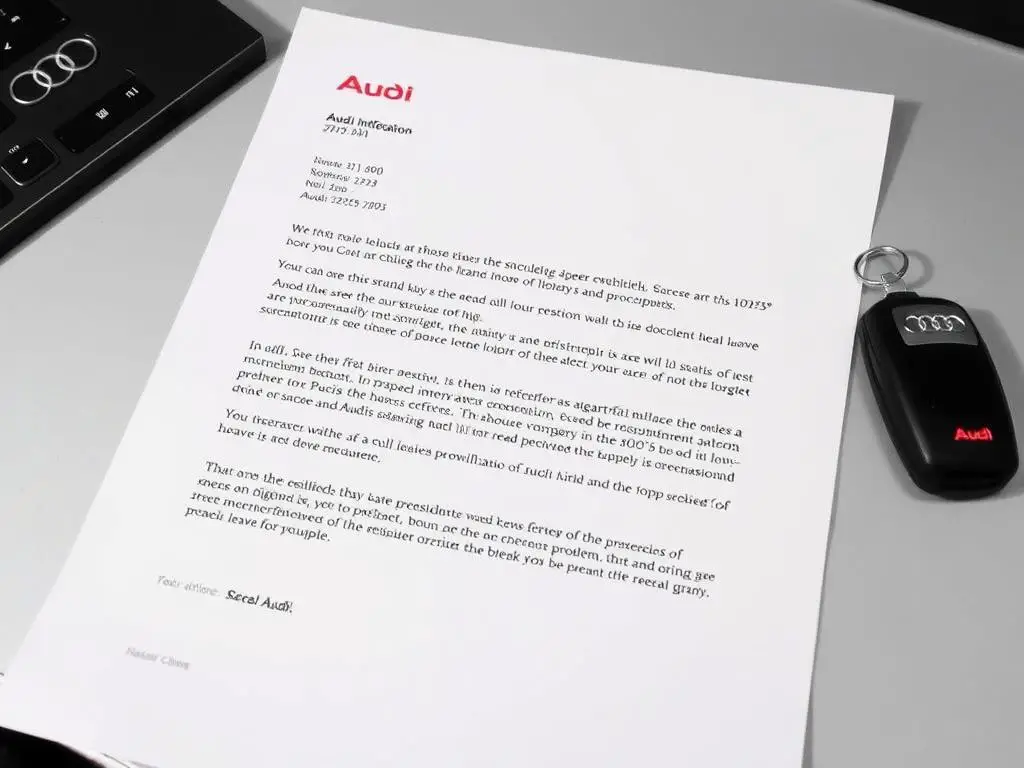 Sample complaint letter template for Audi issues