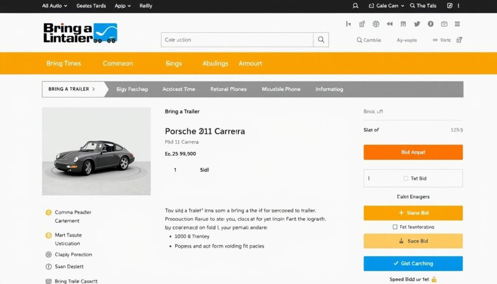 Screenshot of Bring a Trailer auction page showing bidding interface for a classic Porsche 911 Carrera
