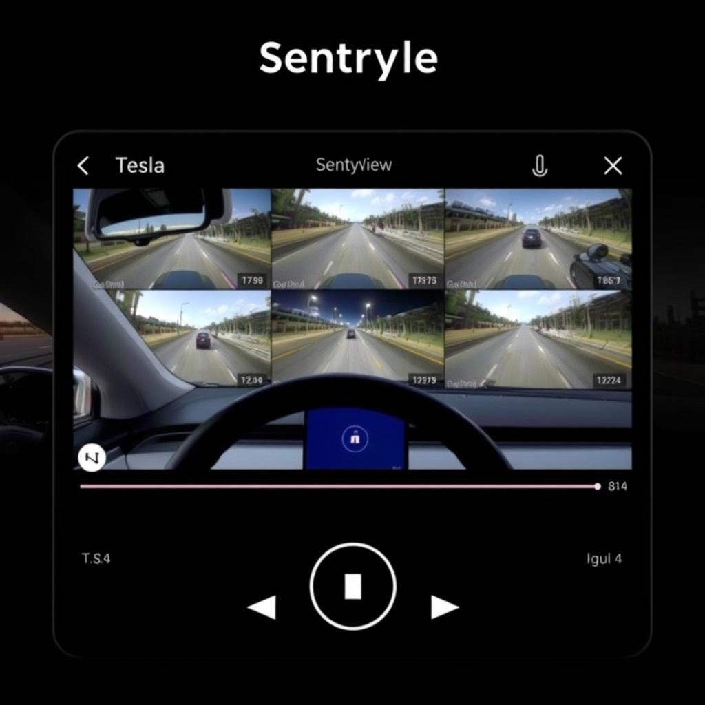 SentryView application interface showing Tesla dashcam footage
