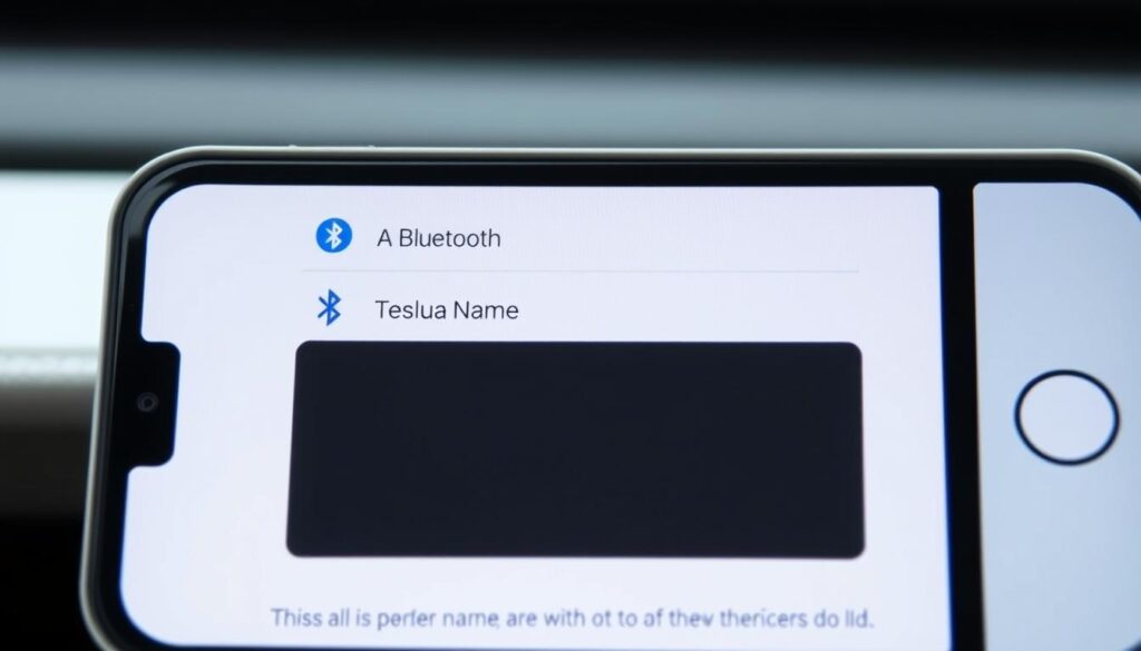 Smartphone showing Tesla as a Bluetooth device with custom name