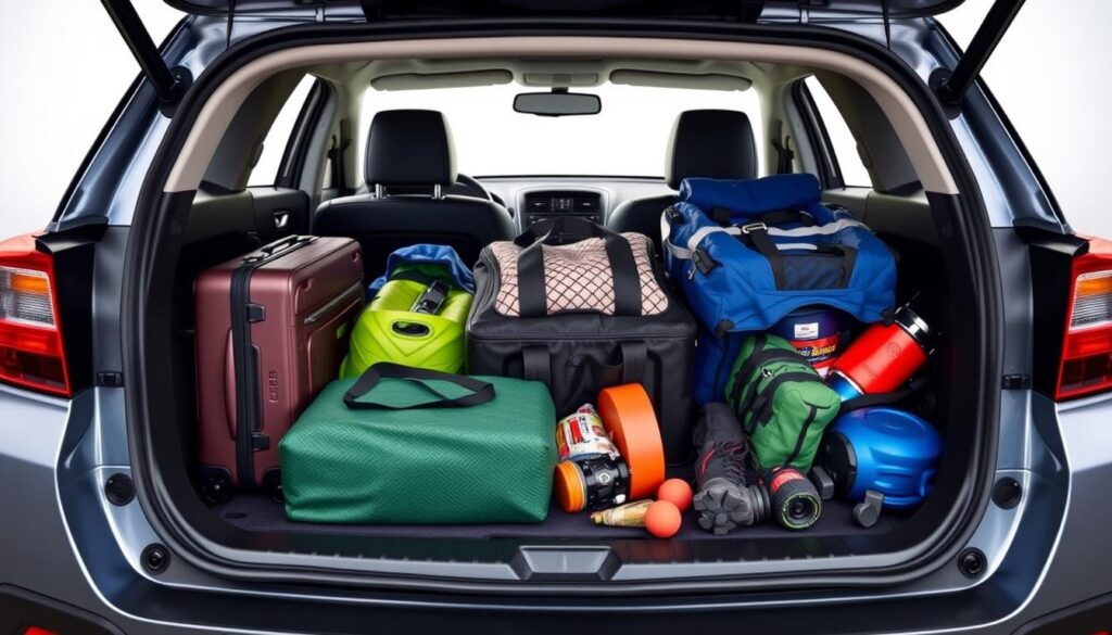 Subaru Crosstrek trunk loaded with various items showing real capacity