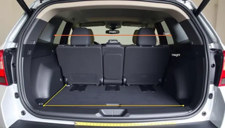 Subaru Crosstrek trunk with rear seats up showing cargo dimensions