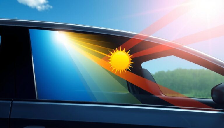 Sun rays penetrating car windows showing UV protection levels