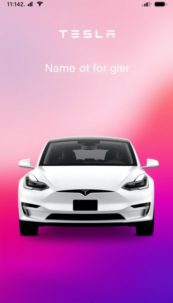 Tesla app showing the updated vehicle name after renaming