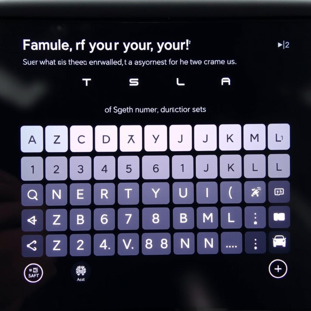 Tesla keyboard showing allowed characters for naming
