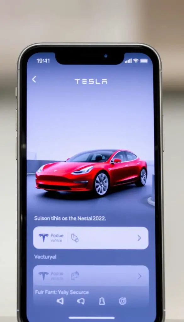 Tesla mobile app home screen showing the vehicle