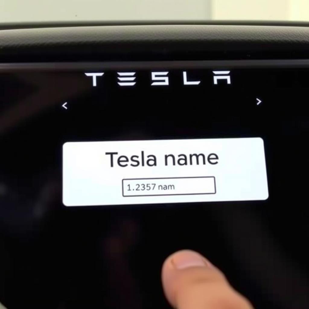 Tesla screen showing character limit for vehicle naming