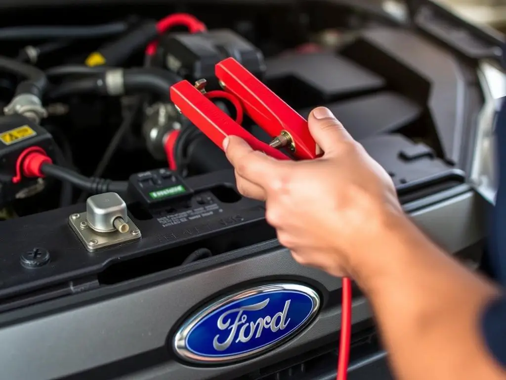 Testing a Ford starter motor with jumper cables