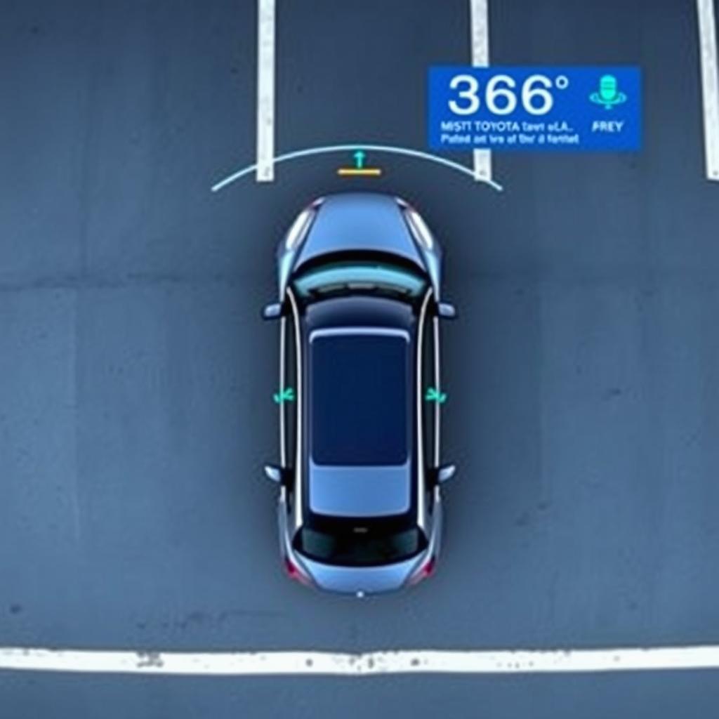 Toyota Panoramic View Monitor showing 360-degree bird's eye view Toyota Panoramic View Monitor showing 360-degree bird's eye view