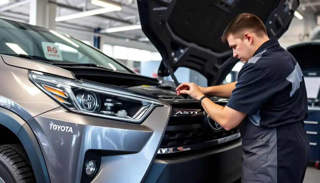 Toyota vehicle receiving regular maintenance