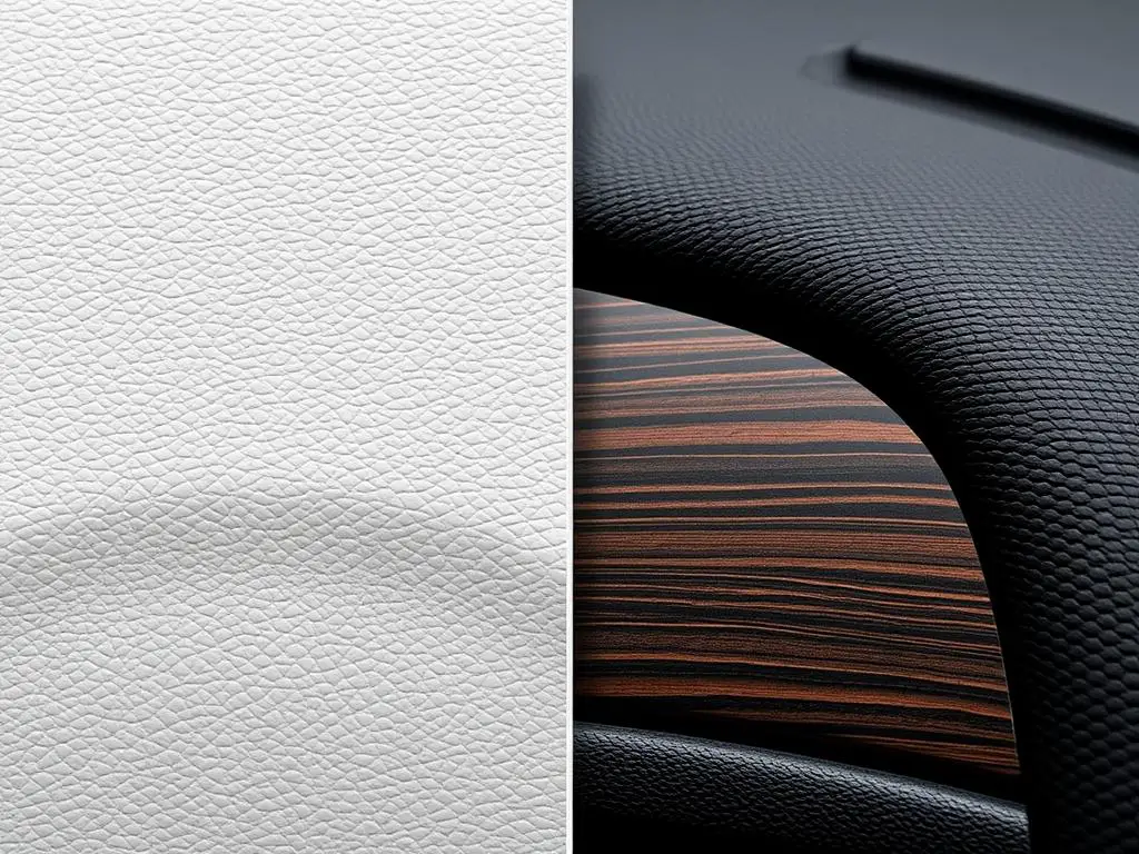 Various surface finishes on car interior plastics showing different textures and appearances