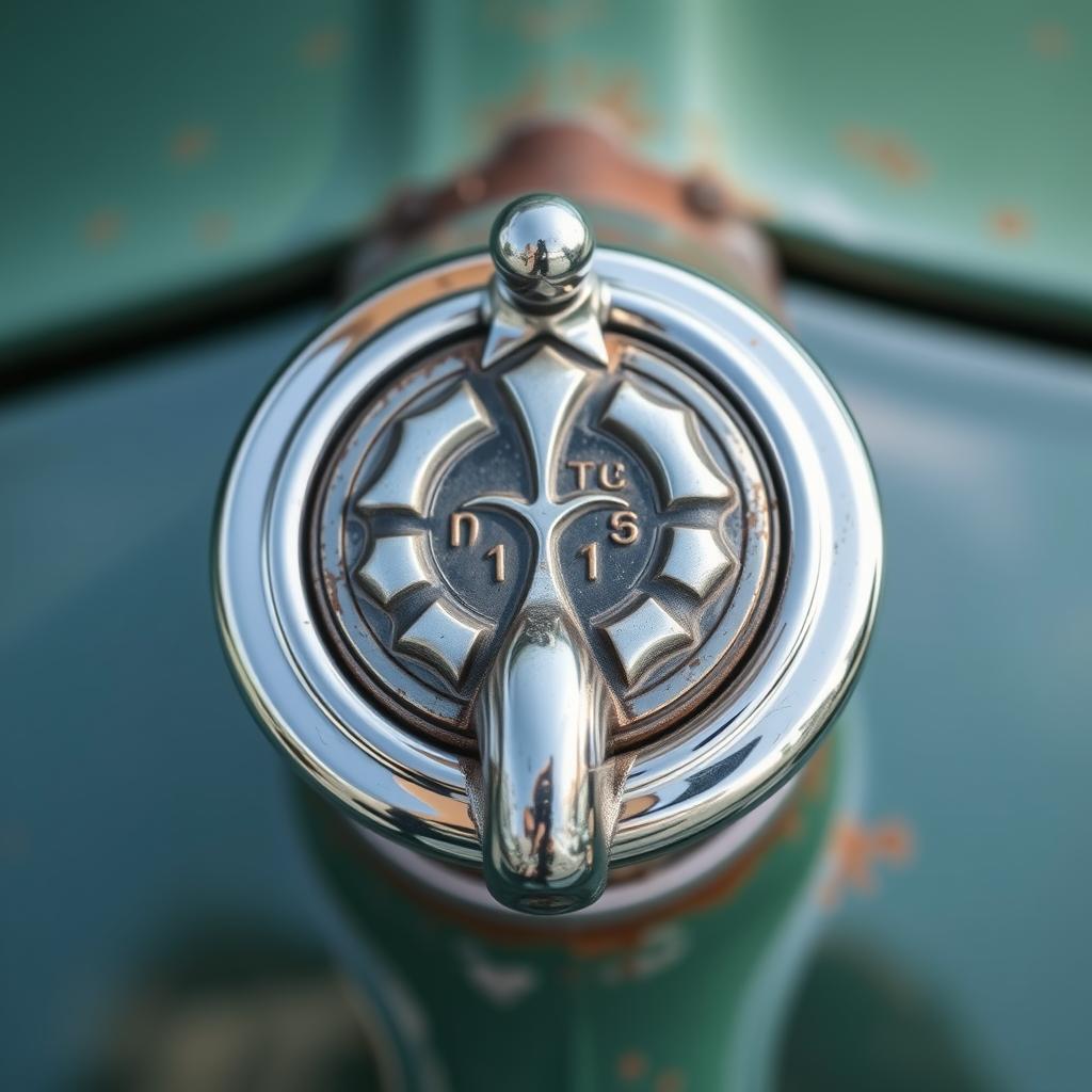 Vintage vehicle gas cap with decorative chrome finish