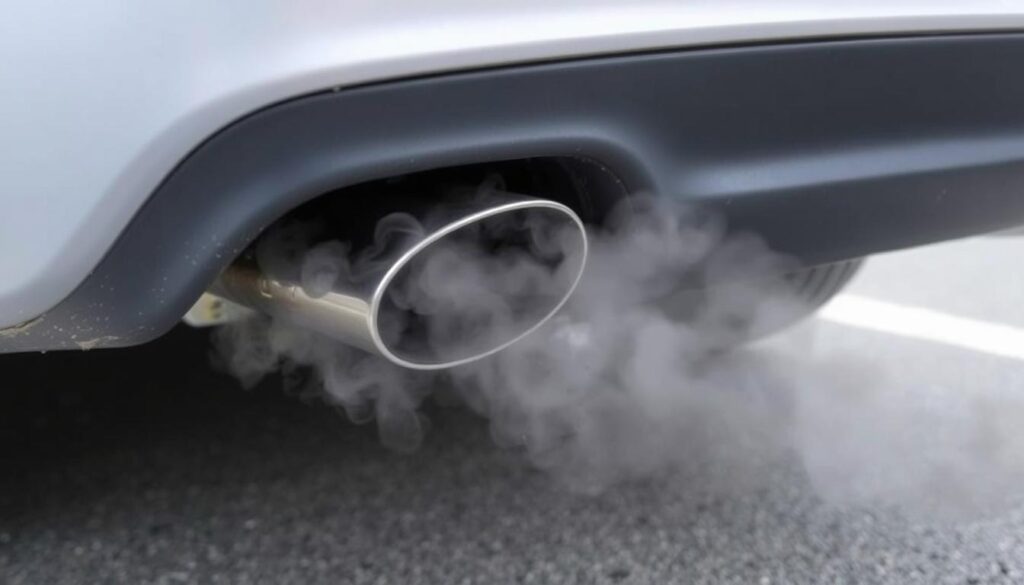 Visible exhaust emissions from vehicle with bypassed emissions equipment