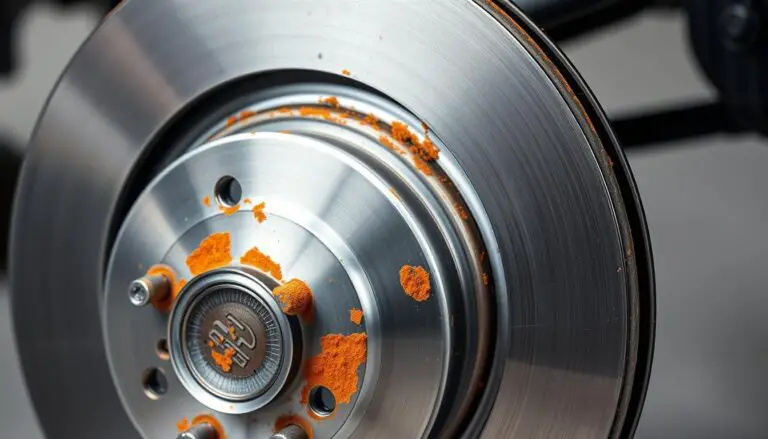 New brake rotor with surface rust forming around the edges and on the friction surface