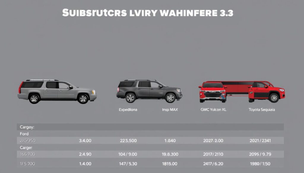 Size comparison between Chevrolet Suburban and competitor SUVs showing cargo space differences
