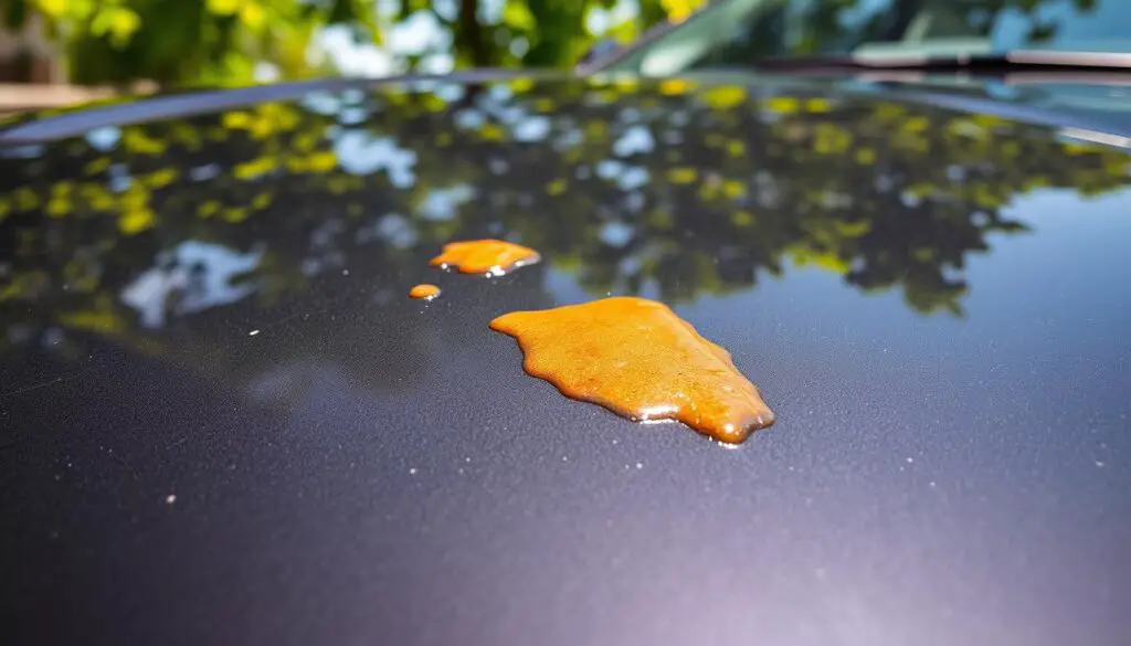 tree sap damage on car paint